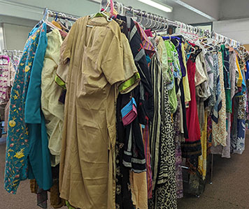 clothes on racks