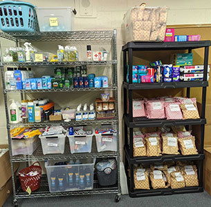 hygiene supplies on shelves