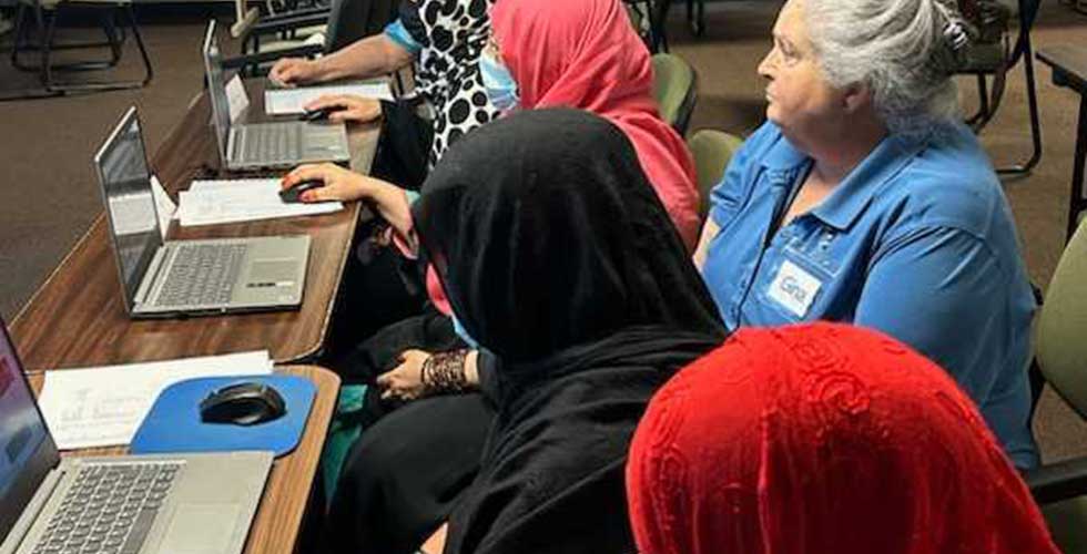 afghan women in a computer class